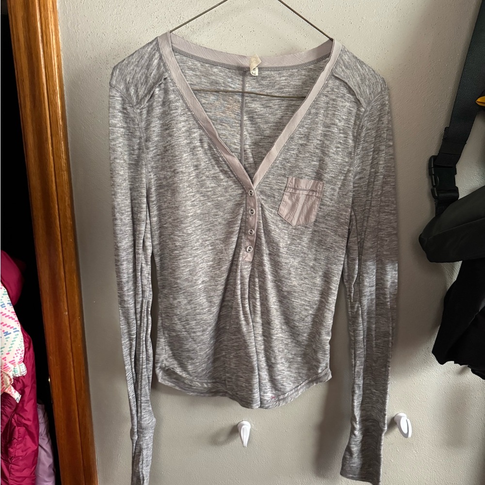 Free people Gray Long Sleeve Women's henely Top